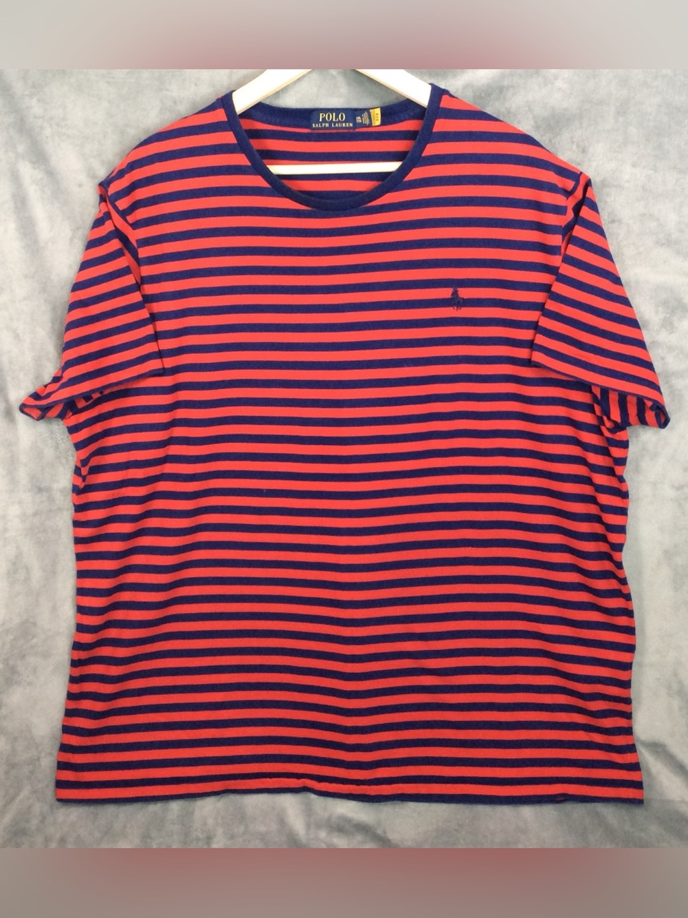 Ralph Lauren Red & Navy Striped Short Sleeve Crew Tee